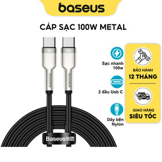 Cáp sạc nhanh 100W Baseus C to C Dây bọc dù đầu Metal cao cấp cho điện thoại Smartphone Android Laptop