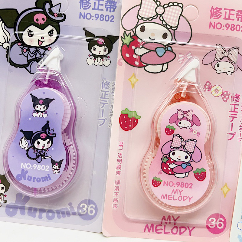 Bút xoá kéo dài 36m hoạt hình Sanrio Kuromi Melody Cinnamoroll dễ thương