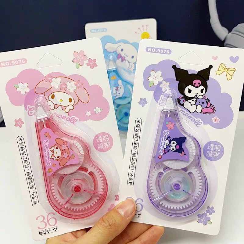 Bút xoá kéo dài 36m hoạt hình Sanrio Kuromi Melody Cinnamoroll dễ thương