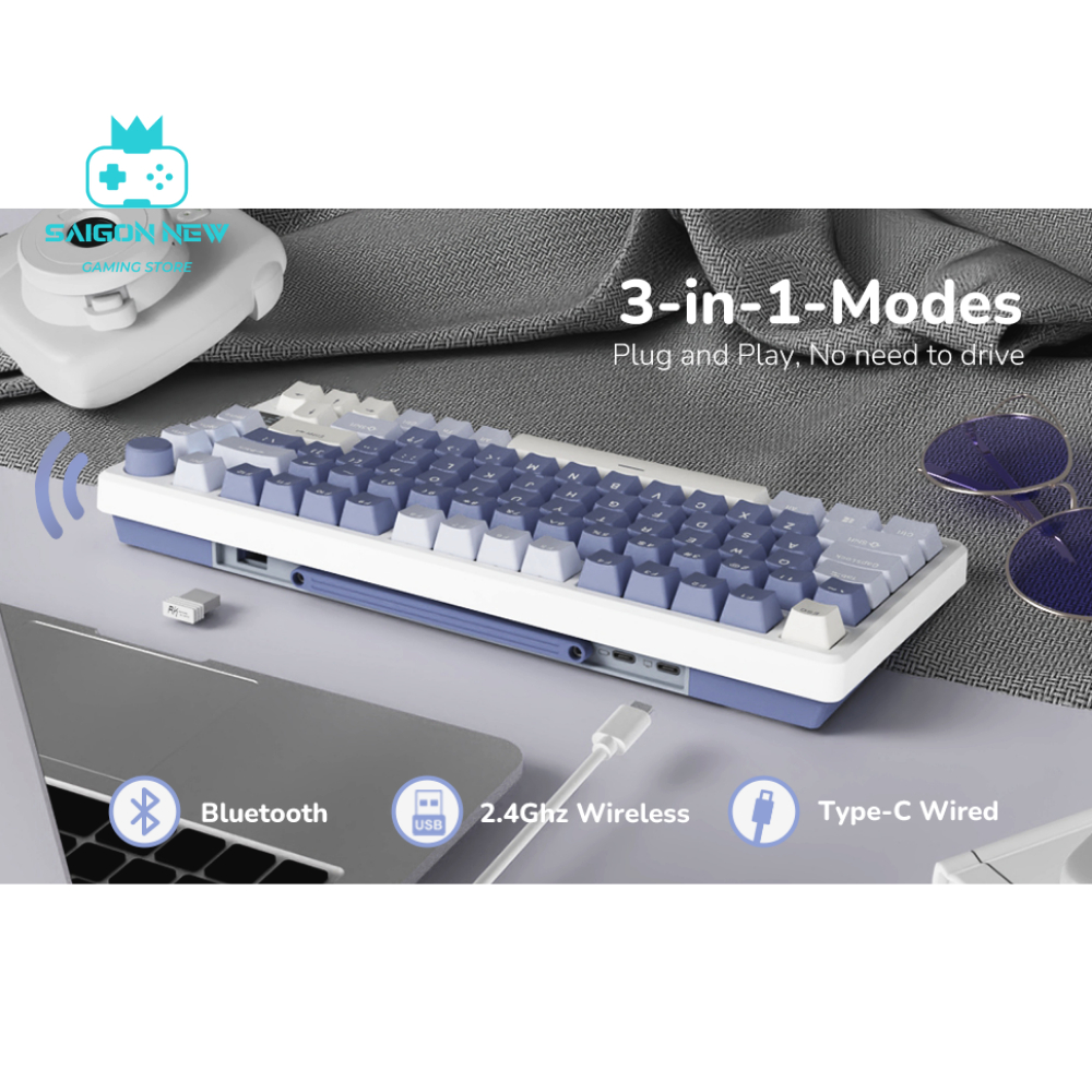 Bàn phím cơ không dây Hotswap RK ROYAL KLUDGE M75 - Thiết kế mạch xuôi - Keycap PBT double shot - Có núm xoay và màn led | BigBuy360 - bigbuy360.vn