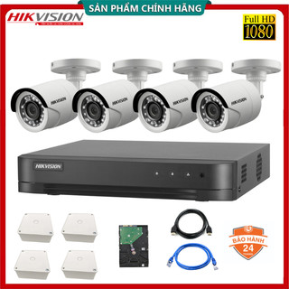 Bộ 4 camera giám sát hikvision full hd 1080p - hàng chính hãng, bảo hành 24 tháng