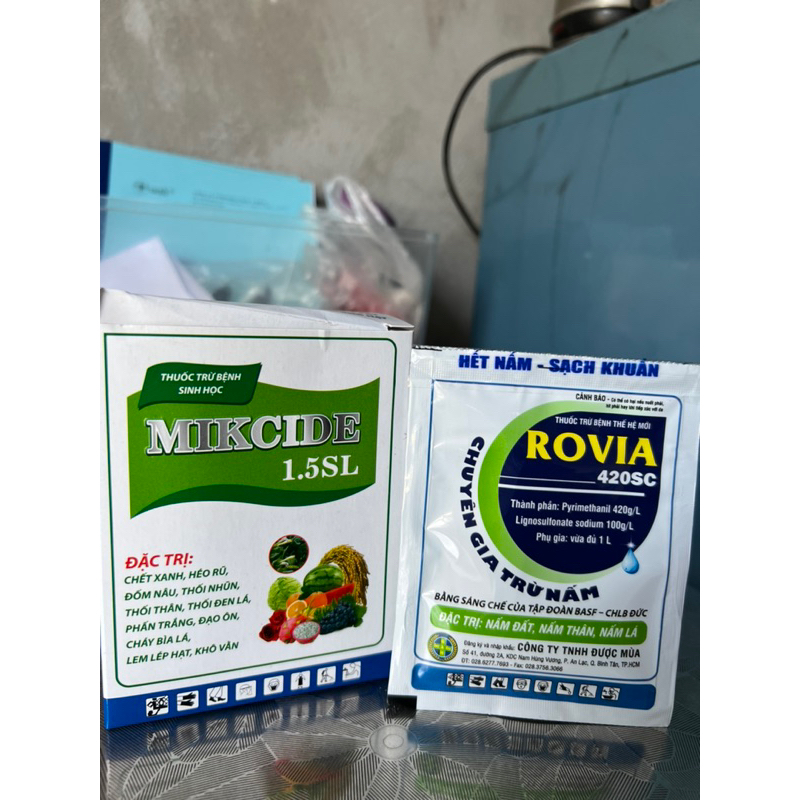 Thuốc trừ bệnh Mikcide 1.5SL + Rovia 420sc thuốc trừ bệnh chết xanh thối nhũn phấn trắng
