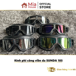 Kính phi công viền da cao cấp gắn mũ bảo hiểm MENGO GD005 gắn nón bảo hiểm nửa đầu, 3 4 - hàng độc trên thị trường