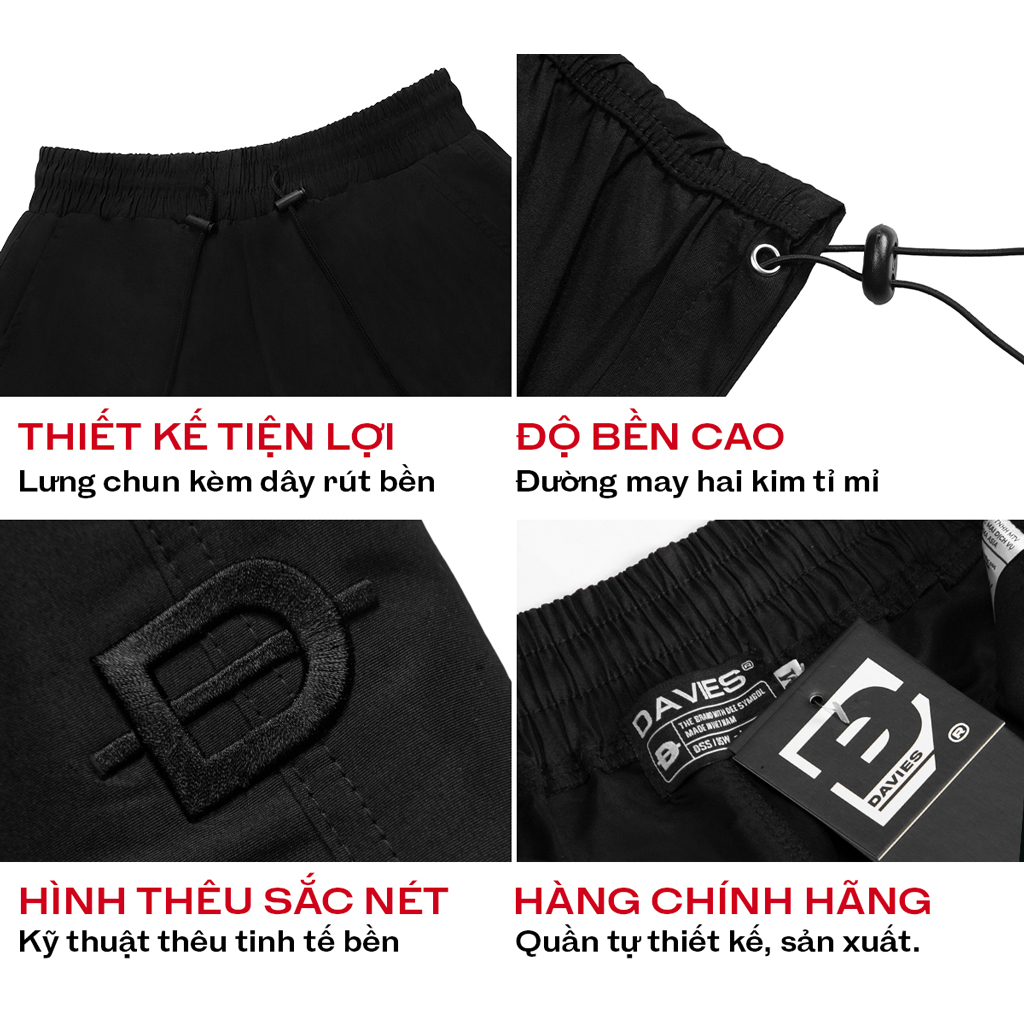 Quần ống rộng nam nữ túi hộp vải dù màu đen Cargo Pant Ruffle local brand Davies | D33-Q7