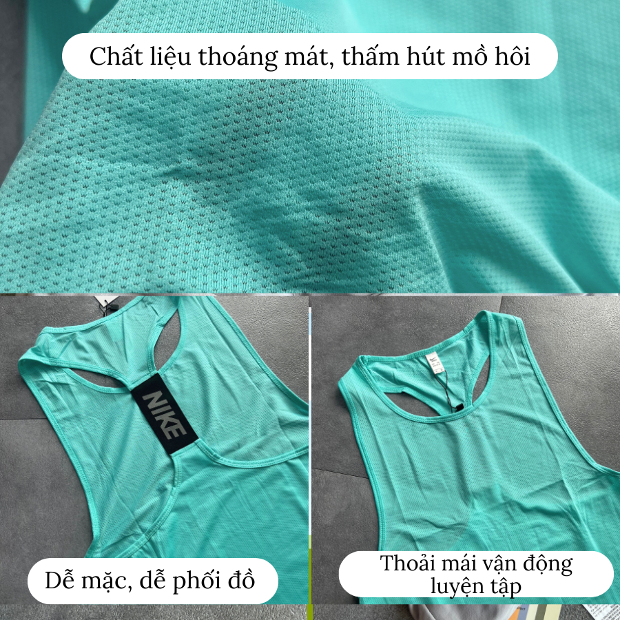 Áo Tập Gym Yoga Tank Top Vải Lưới Đồ Tập Gym Nữ Chất Liệu Mỏng Nhẹ Thấm Hút Mồ Hôi