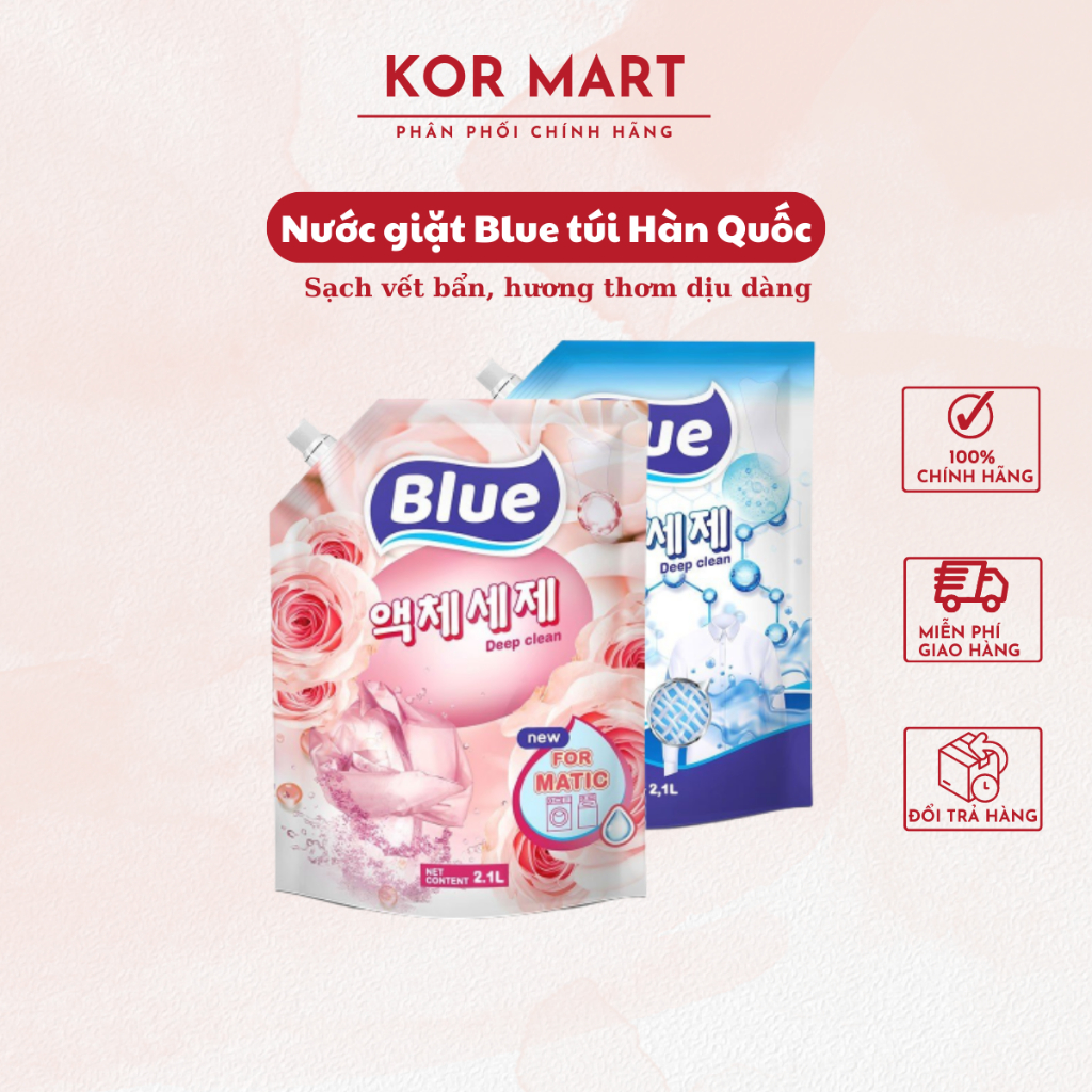 ( Bao Bì Mới ) Nước giặt Blue  2100 ml hương Nước Hoa sản xuất theo công nghệ Hàn Quốc an toàn cho gia đình bạn