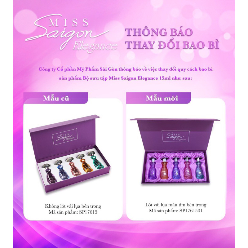 Bộ nước hoa Miss Sài Gòn Elegance  mini 15ml (5 chai)