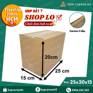 Combo 20 hộp carton đóng hàng phụ kiện, quần áo, thùng giấy carton 25x20x15 giá rẻ - Hộp carton HT