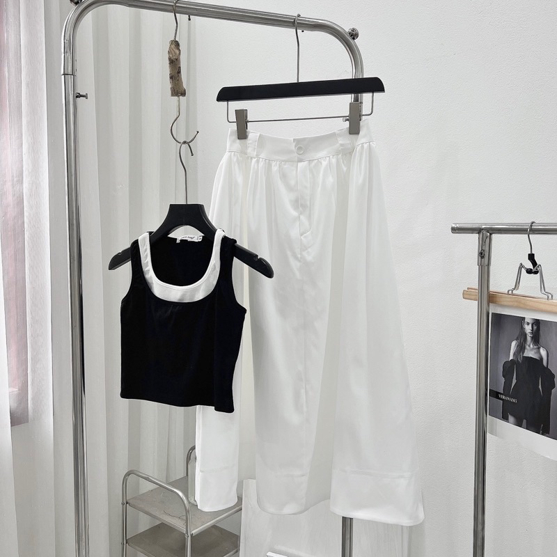 Set Áo Zip Phối Len Tăm 3 Lỗ Mix Chân Váy Kaki Trắng Dáng Dài Hàng 2 Lớp Có Ảnh Thật