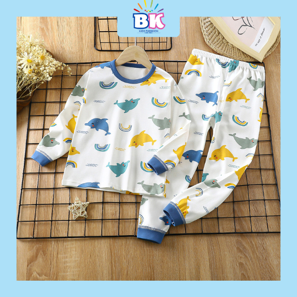 Set quần áo trẻ em thu đông dài tay từ 1,2,3,4,5 tuổi. Bộ đồ bé trai, bé gái chất liệu cotton bông mềm mại - BKKIDS