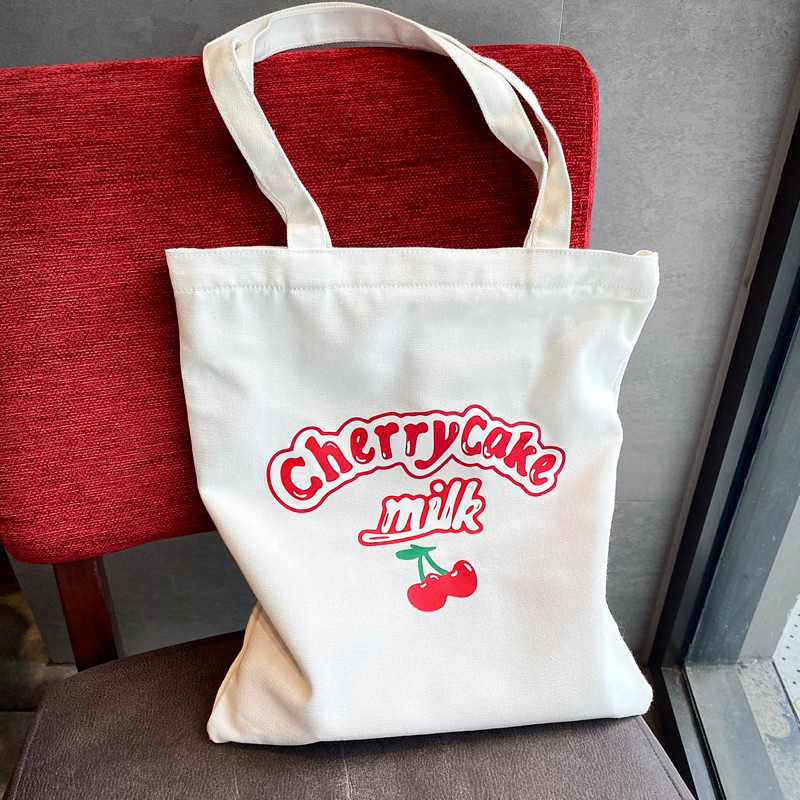 Túi tote canvas Cherry đỏ vintage BICHUBI STUDIO