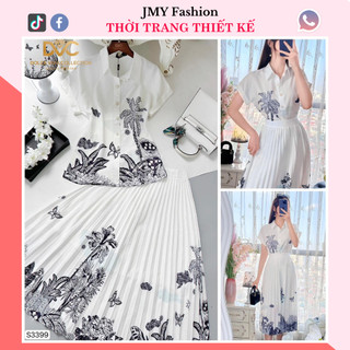 S3399 Set váy trắng sơ mi, chân váy trắng lụa dập ly dáng dài [DVC&ACC] áo sơ mi trắng, chân váy dài nữ tính