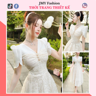 V3959 Váy ren kem tafta cổ V dự tiệc [Dolce Viva Colection (DVC)]  váy đầm thiết kế xoè dài sang chảnh