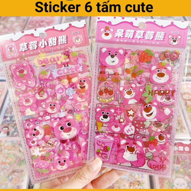 [Xưởng sỉ] Combo 5 Set hình dán, sticker cute 6 tấm