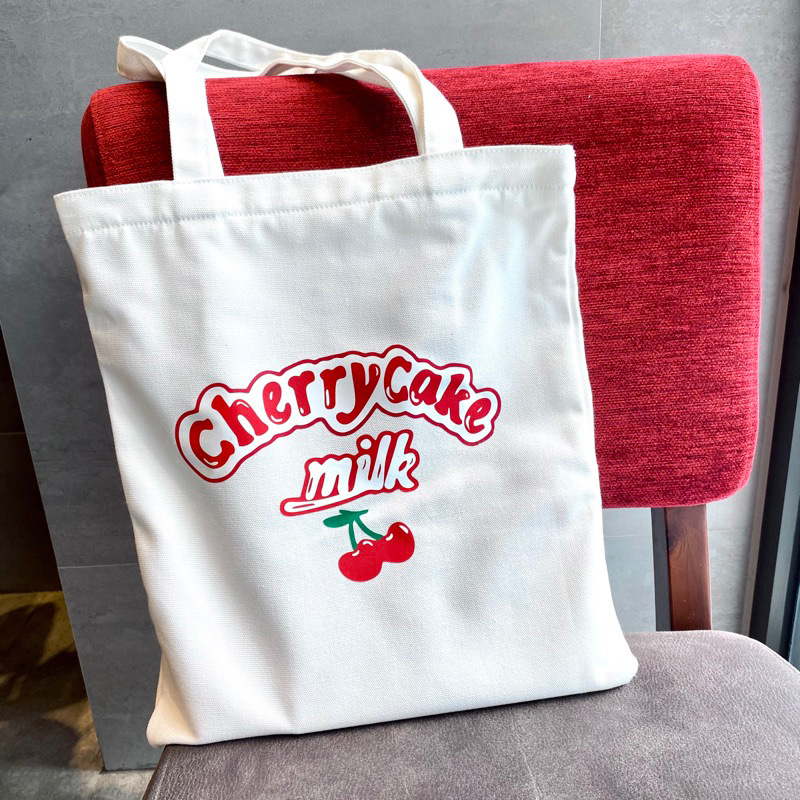 Túi tote canvas Cherry đỏ vintage BICHUBI STUDIO