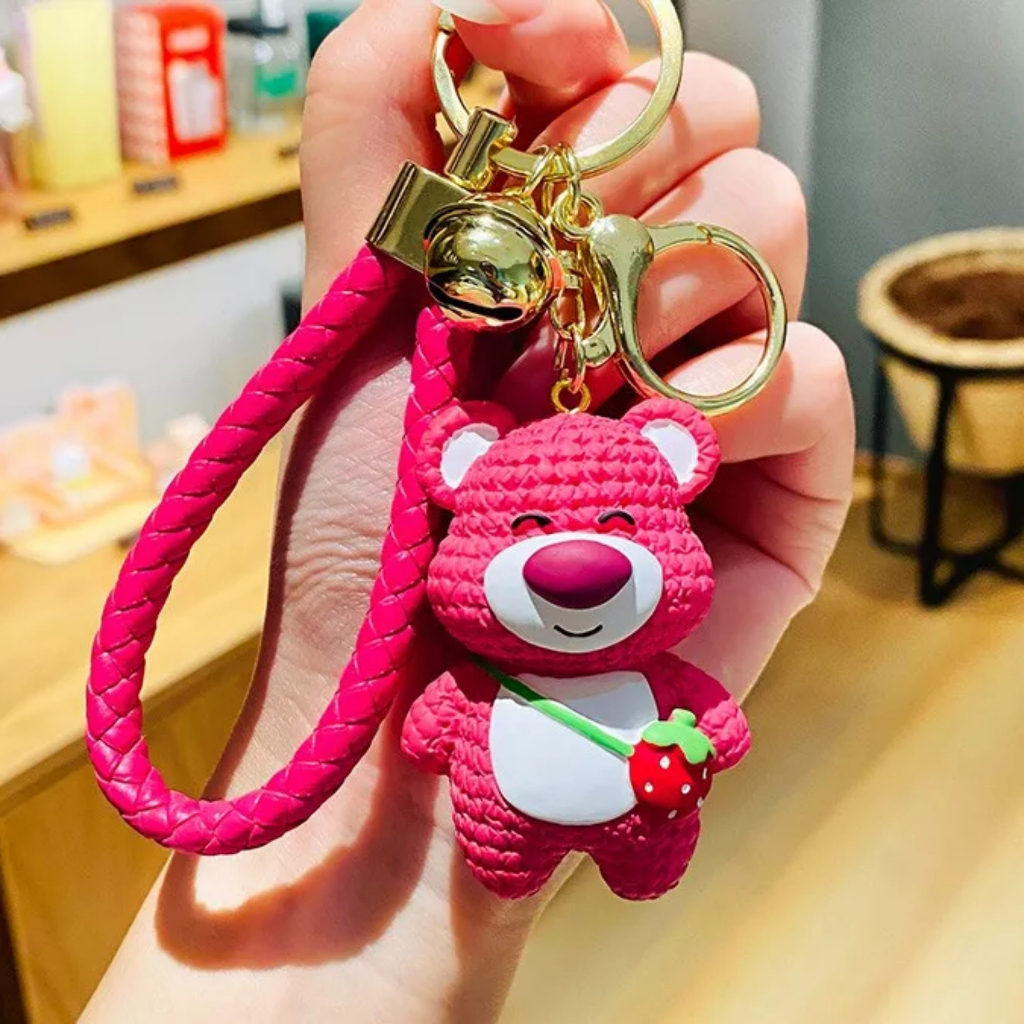 *KHO SỈ*MÓC KHÓA  CAO CẤP GẤU DÂU LOSTO MÀU HỒNG SIÊU CUTE
