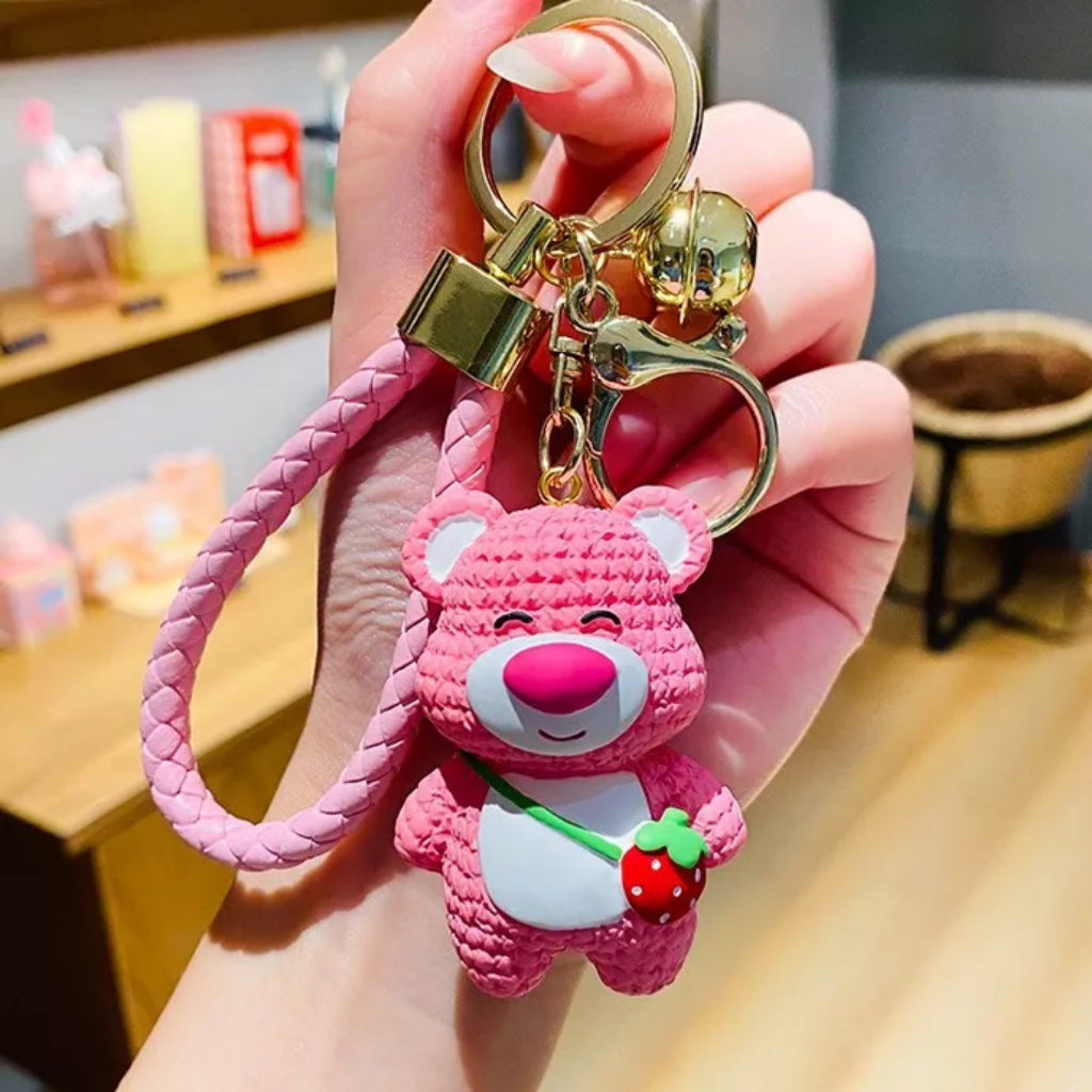 *KHO SỈ*MÓC KHÓA  CAO CẤP GẤU DÂU LOSTO MÀU HỒNG SIÊU CUTE