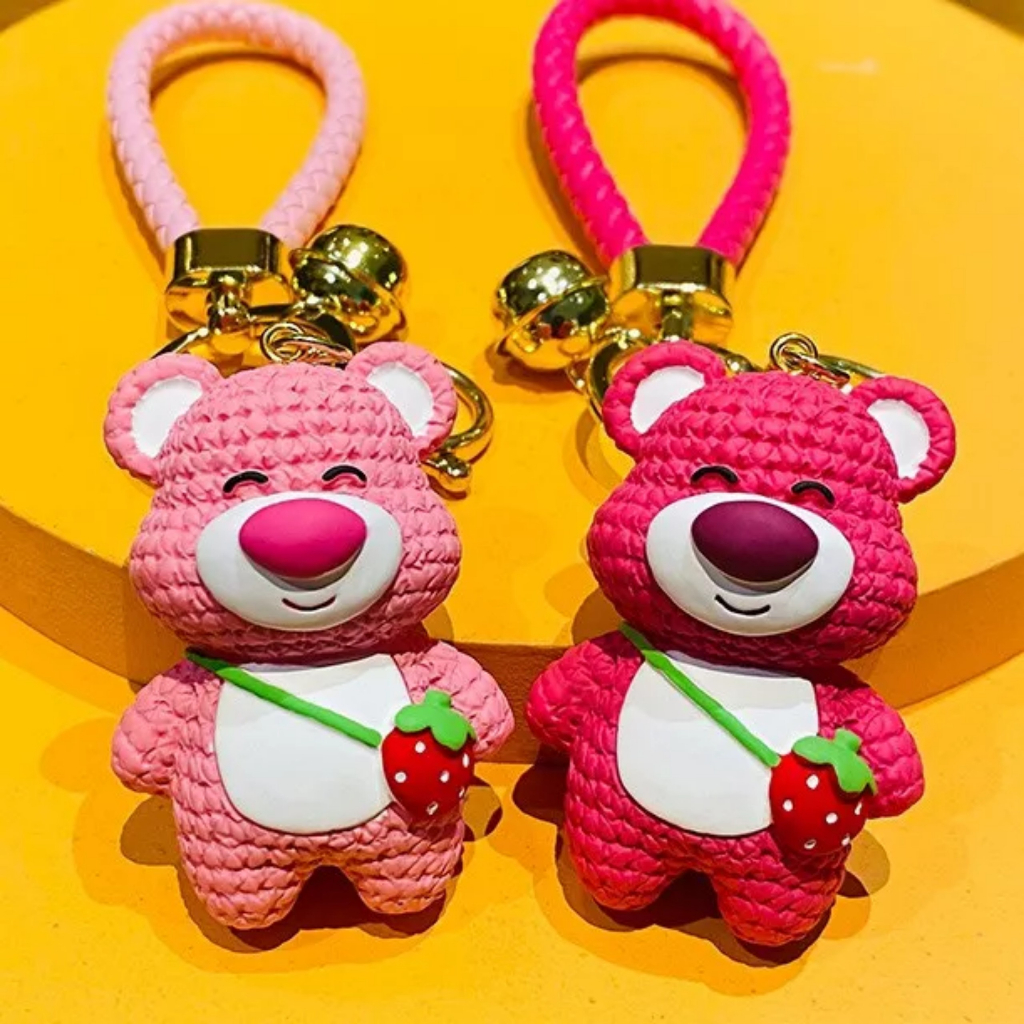 *KHO SỈ*MÓC KHÓA  CAO CẤP GẤU DÂU LOSTO MÀU HỒNG SIÊU CUTE