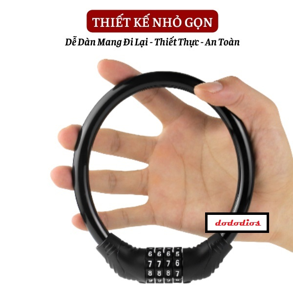 Khóa Dây Xe Đạp 4 Số Lõi Thép Đường Kính 12mm Chống Trộm Siêu Bền Dài 40cm