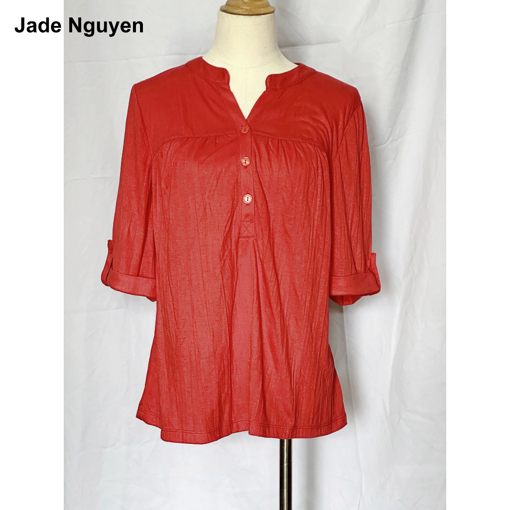 Áo thun cotton ngắn tay thoáng mát màu đỏ SIZE M - N38