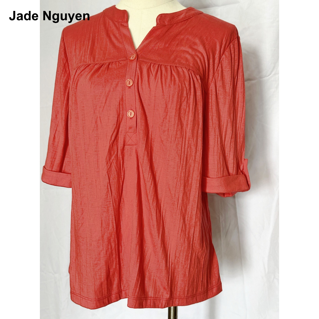 Áo thun cotton ngắn tay thoáng mát màu đỏ SIZE M - N38
