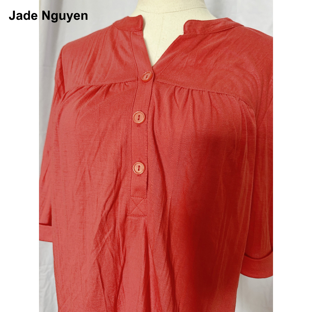 Áo thun cotton ngắn tay thoáng mát màu đỏ SIZE M - N38