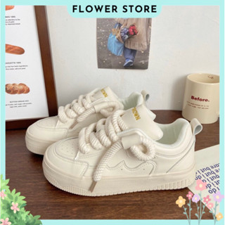 Giày sneaker nữ màu trắng kem đế cao cổ thấp dây to năng động giá rẻ Hàn Quốc FLOWER G76 - Nguyentrang239
