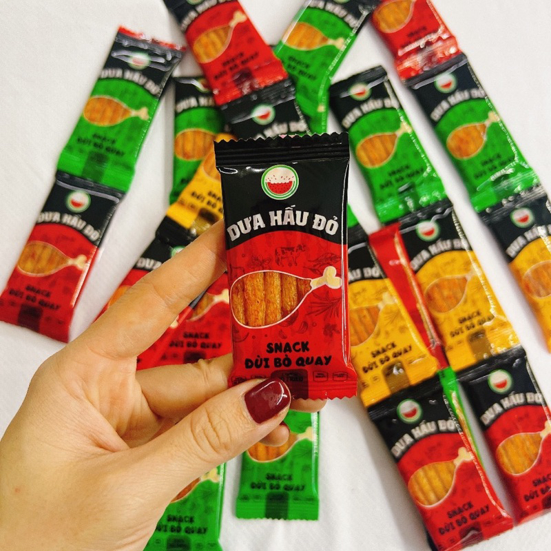 Combo 10 gói Snack đùi bò quay hiệu Dưa hấu đỏ - Ăn vặt tuổi thơ