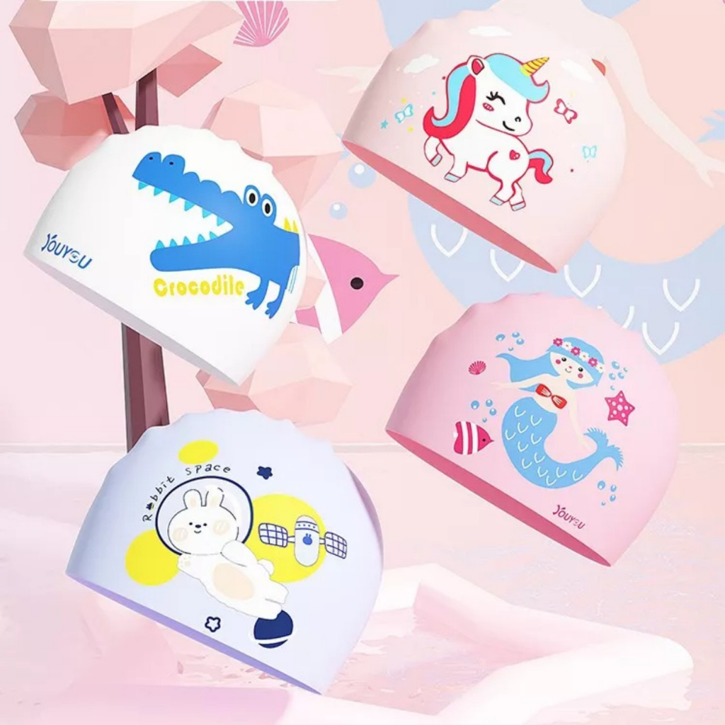 Mũ Bơi Cho Bé, Nón Bơi Silicon Chống Nước Chính Hãng Cho Bé Trai,Bé Gái từ 3-15 tuổi MS-77