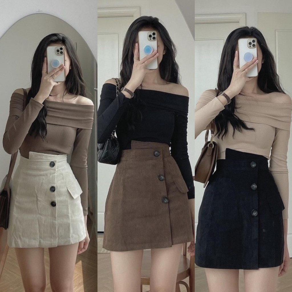 Áo len tăm trễ vai Mix chân váy, quần suông siêu xinh Hari GenZ 6059 P9k4