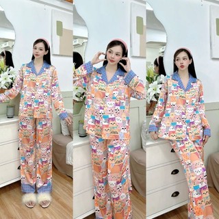 Pijama hoạt hình lụa mịn tơ tằm cao cấp 2CE