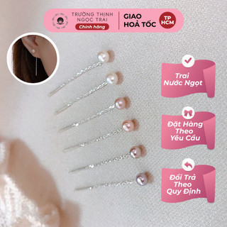 Bông tai bạc đính ngọc trai hạt 8ly sang trọng - ngọc trai trường thịnh