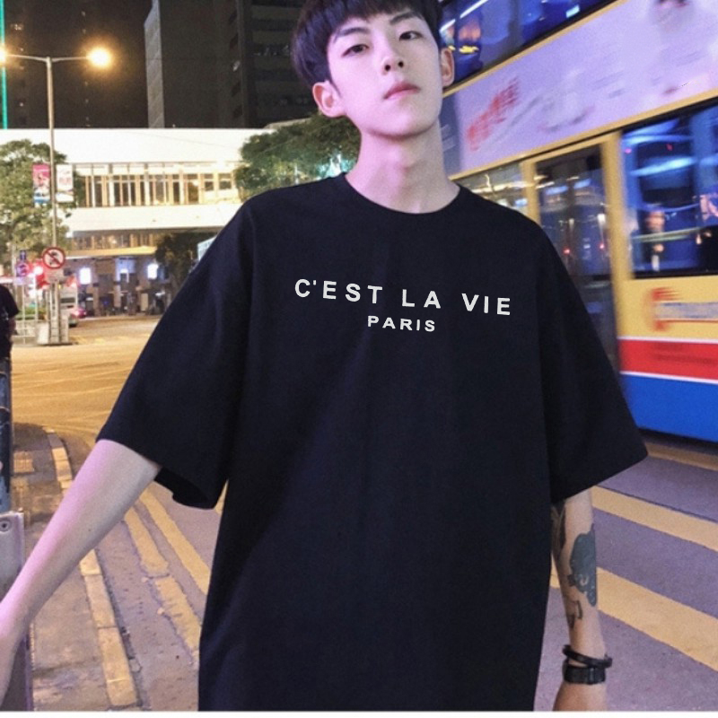 Áo thun C'EST LA VIEW PARIS form rộng unisex tay lỡ nam nữ