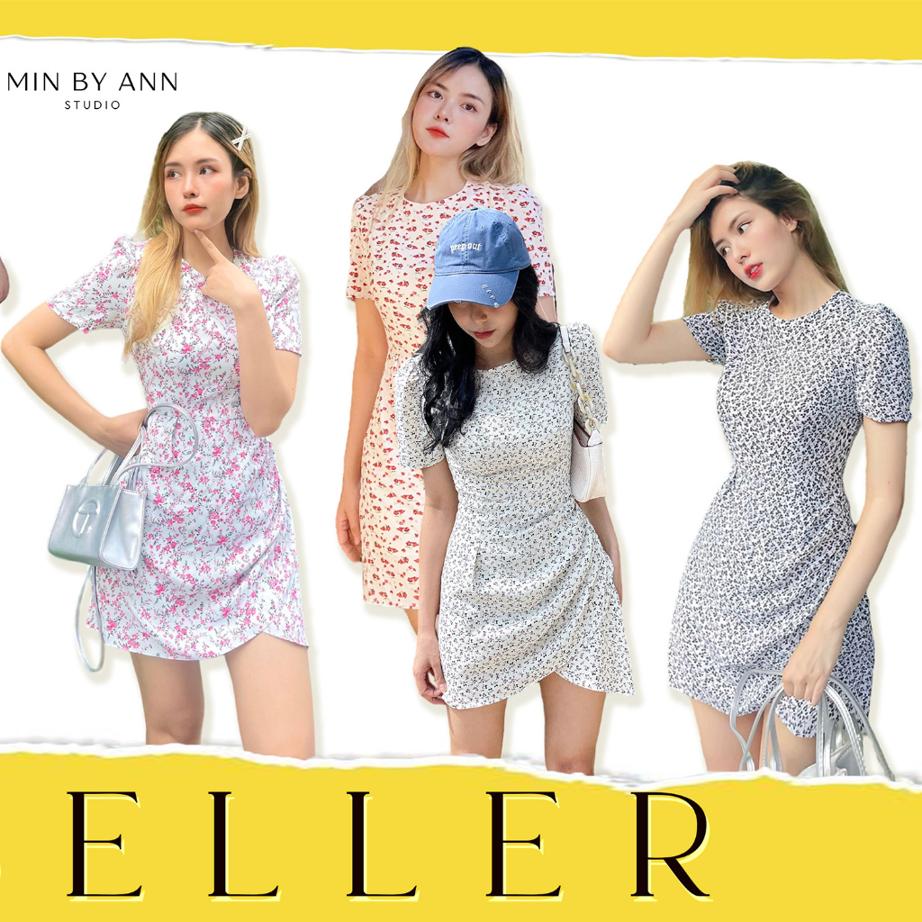 Đầm chấm bi ôm A, vạt giao tay bồng nhẹ Milia Dress
