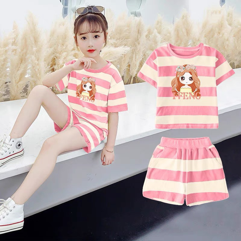 Bộ kẻ ngang hình CÔ GÁI size nhỡ 10-35kg