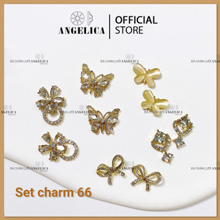 Set 10 chiếc charm đá nail kim loại ánh vàng, ánh bạc trang trí móng