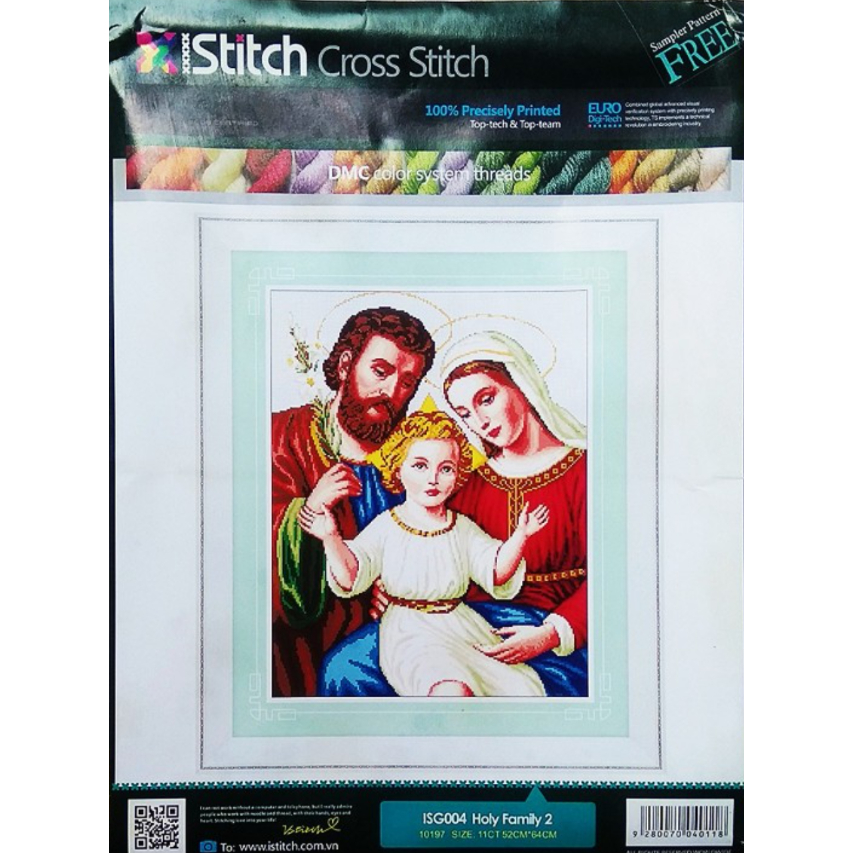 Tranh Thêu Chữ Thập Gia Đình Thánh Gia ISG004 (Khách tự thêu) KT:52x64cm