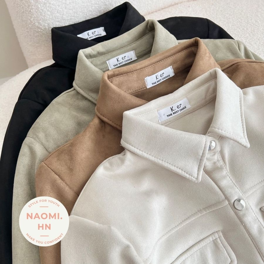 Áo khoác da lộn croptop cúc bấm from cứng cáp siêu trendy. Khoác da nữ dài tay dáng ngắn thu đông nhiều màu hothit