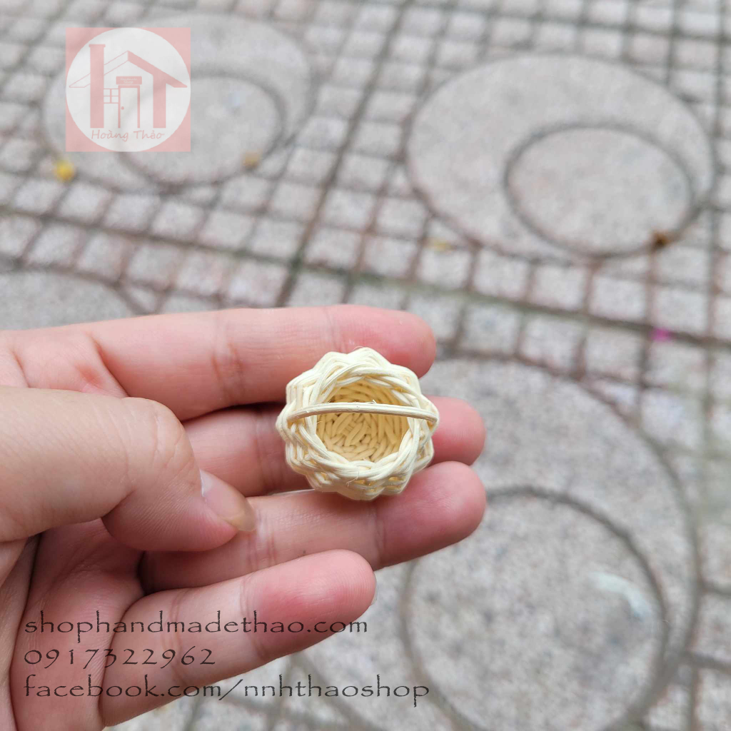 Giỏ mẹt mây tre tí hon trang trí mô hình, nhà búp bê