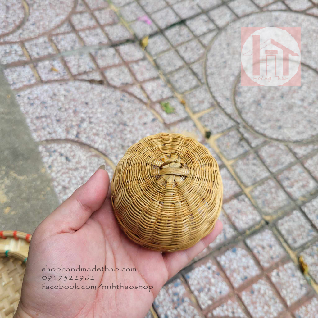 Giỏ mẹt mây tre tí hon trang trí mô hình, nhà búp bê