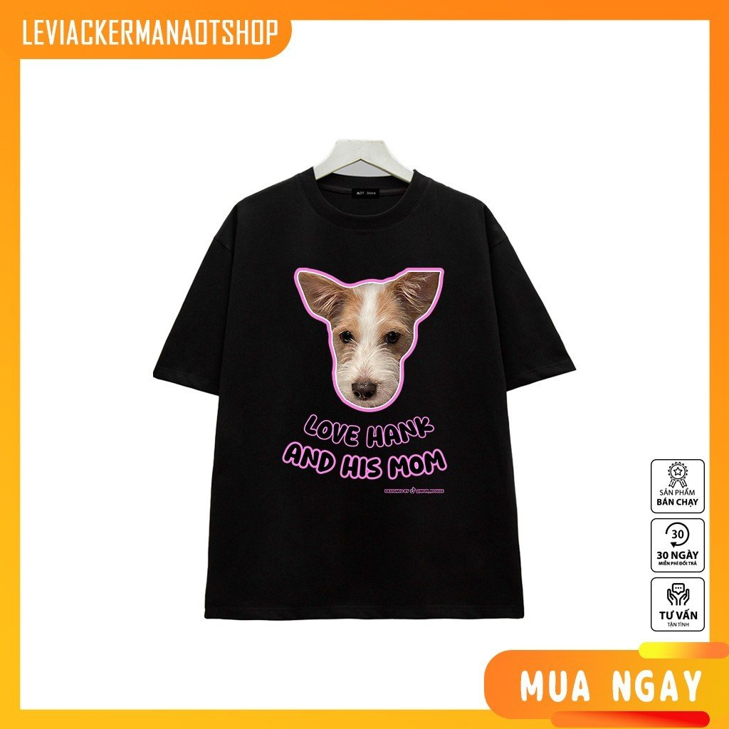 Áo thun Đen/Trắng in hình Chó Love Hank BlackPink
