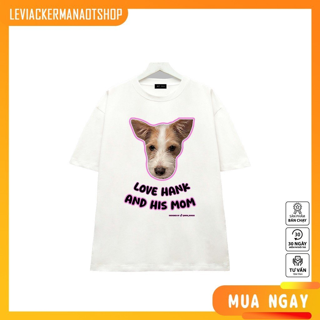 Áo thun Đen/Trắng in hình Chó Love Hank BlackPink