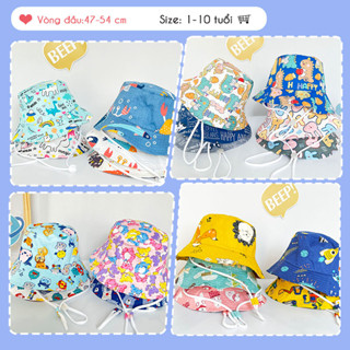 Nón cho bé trai bé gái từ 1-10 tuổi bucket rộng vành chống nắng phong cách Hàn Quốc, Chất COTTON mềm mát, thoáng khí