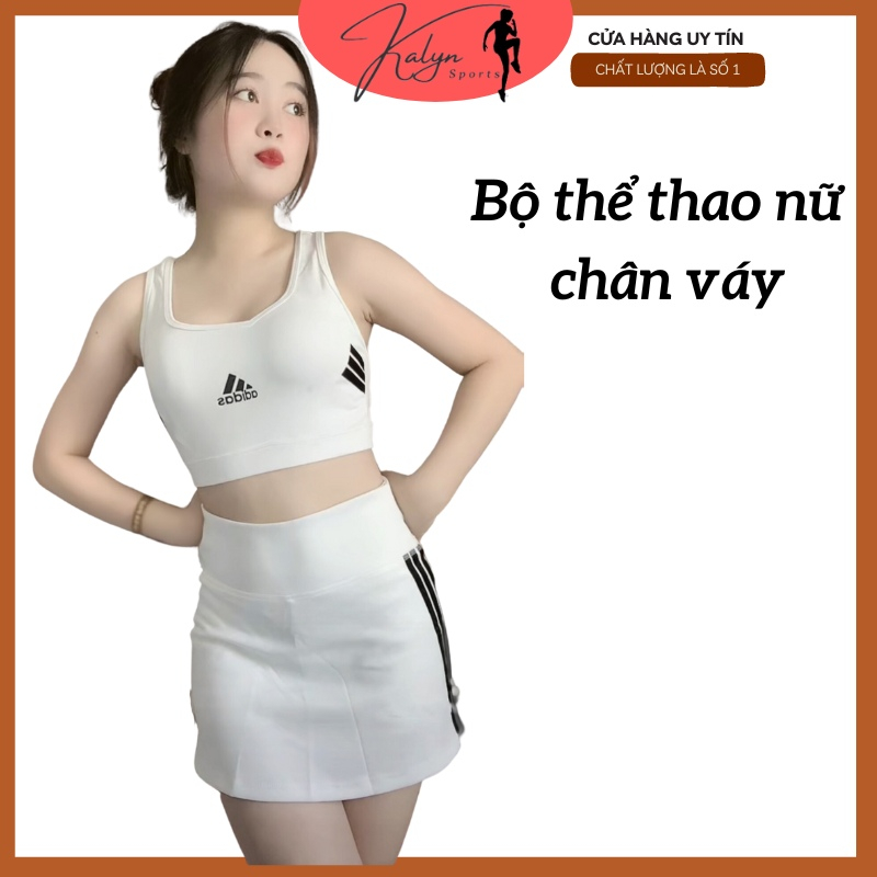 Bộ thể thao nữ, set đồ đi biển nữ, áo ba lỗ chân váy chữ A, có quần bảo hộ - Kalyn sports