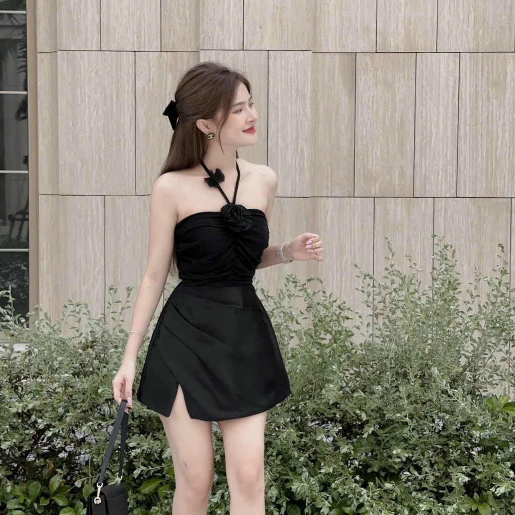 Jum nữ dây cổ kết bông nhún ngực thời trang dạo phố siêu dễ thương ( có mút ngực, có lót ) | BigBuy360 - bigbuy360.vn