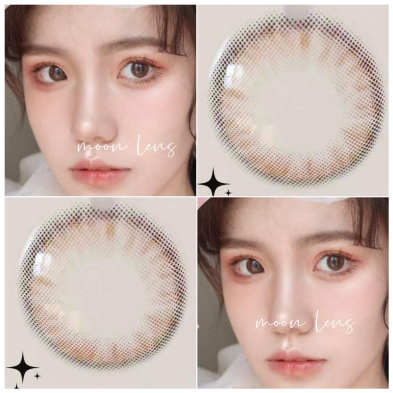 Lens kính áp tròng mắt nâu tây nhẹ không giãn kèm khay đơn