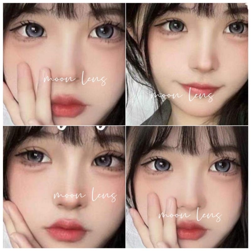 Lens kính áp tròng mắt xám tây HC05 không giãn 0 độ kèm khay đựng