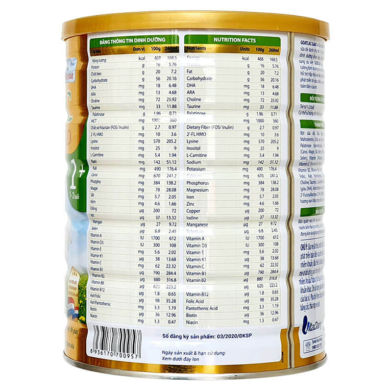 Sữa Dê Goatlac Gold 1+ 800g