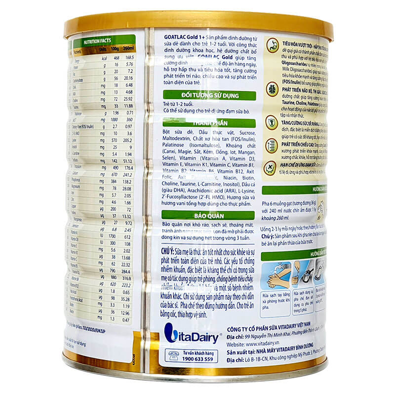 Sữa Dê Goatlac Gold 1+ 800g