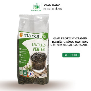 Đậu lăng xanh hữu cơ Markal 500g giàu protein,vitamin nhóm B nấu sữa hạt,làm bánh,..